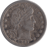 1903 SILVER 1/4 DOLLAR USA - SILVER WORLD COINS - Cambridgeshire Coins