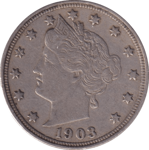 1903 SILVER 5 CENT USA - SILVER WORLD COINS - Cambridgeshire Coins