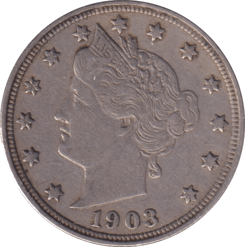 1903 SILVER 5 CENT USA - SILVER WORLD COINS - Cambridgeshire Coins