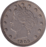 1903 SILVER 5 CENT USA - SILVER WORLD COINS - Cambridgeshire Coins