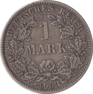 1903 SILVER ONE MARK GERMANY - SILVER WORLD COINS - Cambridgeshire Coins