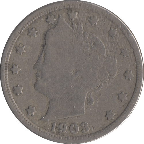 1903 USA FIVE CENTS - WORLD COINS - Cambridgeshire Coins
