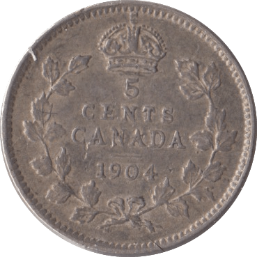 1904 CANADA SILVER 5 CENTS - SILVER WORLD COINS - Cambridgeshire Coins