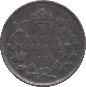 1904 CANADA SILVER 5 CENTS - WORLD SILVER COINS - Cambridgeshire Coins