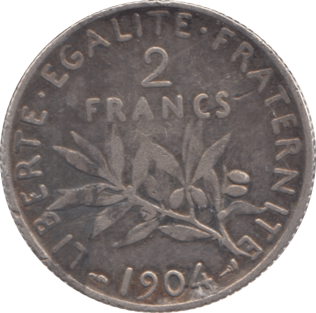 1904 FRANCE SILVER TWO FRANCS - SILVER WORLD COINS - Cambridgeshire Coins