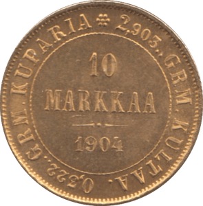 1904 GOLD 10 MARKKAA REF B FINNISH - Gold World Coins - Cambridgeshire Coins