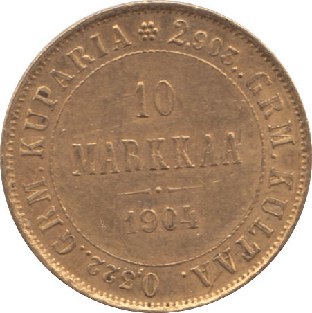 1904 GOLD 10 MARKKAA REF C FINLAND - Gold World Coins - Cambridgeshire Coins