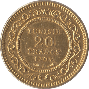 1904 GOLD 20 FRANCS TUNISIA - Gold World Coins - Cambridgeshire Coins