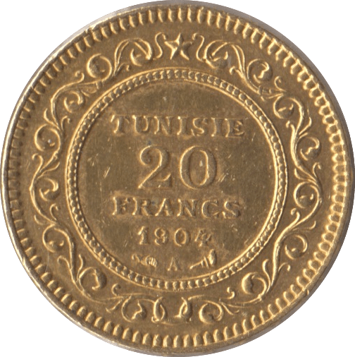 1904 GOLD 20 FRANCS TUNISIA - Gold World Coins - Cambridgeshire Coins