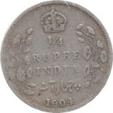 1904 INDIA SILVER 1/4 RUPEE - WORLD COINS - Cambridgeshire Coins