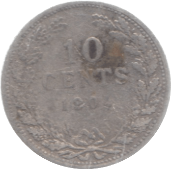 1904 NERTHERLANDS SILVER 10 CENTS - SILVER WORLD COINS - Cambridgeshire Coins