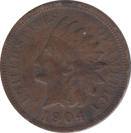 1904 ONE CENT USA INDIAN HEAD CENT - WORLD COINS - Cambridgeshire Coins