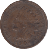 1904 ONE CENT USA INDIAN HEAD CENT - WORLD COINS - Cambridgeshire Coins