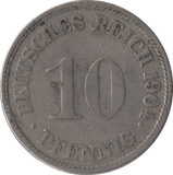 1904 SILVER 10 PFENNIG GERMANY - SILVER WORLD COINS - Cambridgeshire Coins