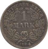 1904 SILVER ONE MARK GERMANY - WORLD SILVER COINS - Cambridgeshire Coins
