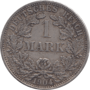 1904 SILVER ONE MARK GERMANY - WORLD SILVER COINS - Cambridgeshire Coins