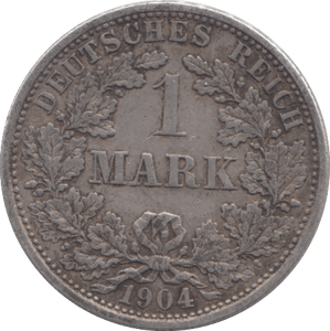 1904 SILVER ONE MARK GERMANY - WORLD SILVER COINS - Cambridgeshire Coins