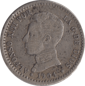 1904 SILVER SPAIN 50 CENT - SILVER WORLD COINS - Cambridgeshire Coins