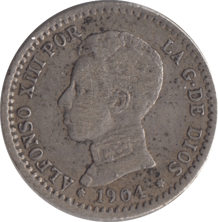 1904 SILVER SPAIN 50 CENT - SILVER WORLD COINS - Cambridgeshire Coins