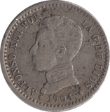 1904 SILVER SPAIN 50 CENT - SILVER WORLD COINS - Cambridgeshire Coins