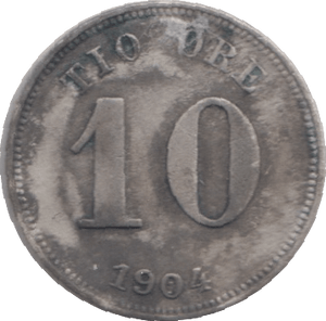 1904 SWEDEN SILVER 10 ORE - SILVER WORLD COINS - Cambridgeshire Coins