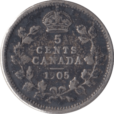 1905 CANADA SILVER 5 CENTS - SILVER WORLD COINS - Cambridgeshire Coins