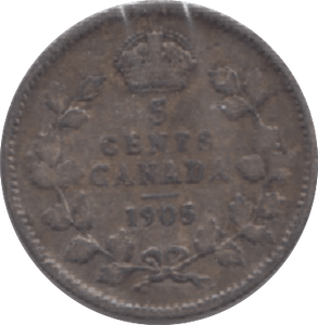 1905 CANADA SILVER 5 CENTS - WORLD SILVER COINS - Cambridgeshire Coins