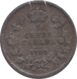 1905 CANADA SILVER 5 CENTS - WORLD SILVER COINS - Cambridgeshire Coins