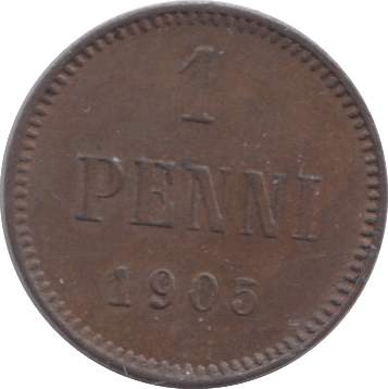 1905 FINLAND 1 PENNI - WORLD COINS - Cambridgeshire Coins