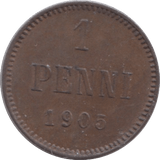 1905 FINLAND 1 PENNI - WORLD COINS - Cambridgeshire Coins