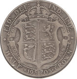 1905 HALFCROWN ( F ) SCARCE DATE EDWARD VII B - HALFCROWN - Cambridgeshire Coins