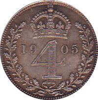 1905 MAUNDY FOURPENCE ( EF ) - Maundy Coins - Cambridgeshire Coins