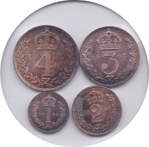 1905 MAUNDY SET EDWARD VII - Maundy Set - Cambridgeshire Coins