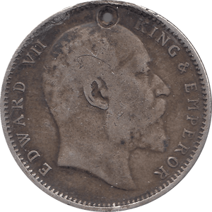 1905 SILVER 1 RUPEE HOLED INDIA - WORLD SILVER COINS - Cambridgeshire Coins