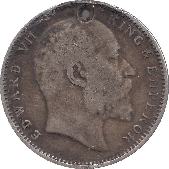 1905 SILVER 1 RUPEE HOLED INDIA - WORLD SILVER COINS - Cambridgeshire Coins