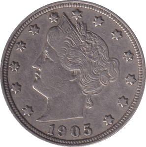 1905 SILVER 5 CENT USA - SILVER WORLD COINS - Cambridgeshire Coins