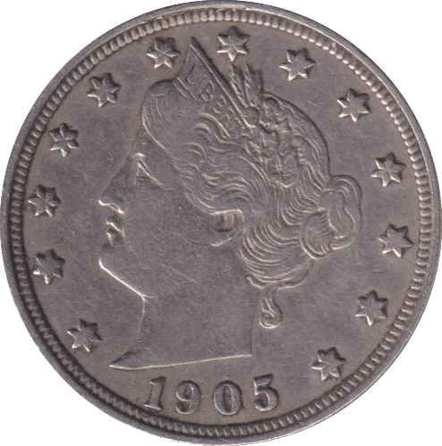 1905 SILVER 5 CENT USA - SILVER WORLD COINS - Cambridgeshire Coins