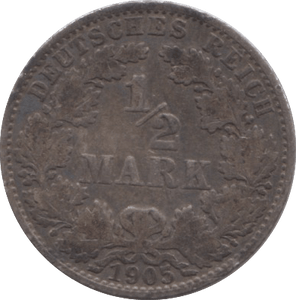 1905 SILVER HALF MARK GERMANY - SILVER WORLD COINS - Cambridgeshire Coins