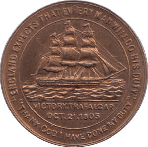 1905 VICTORY OF TRAFALGAR DEATH OF NELSON COMMEMORATIVE MEDALLION - MEDALS & MEDALLIONS - Cambridgeshire Coins