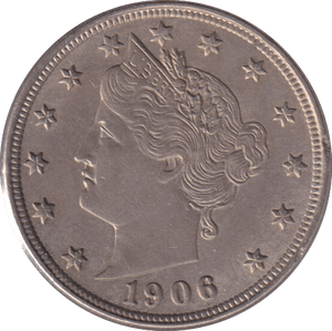 1906 5 CENTS USA - WORLD COINS - Cambridgeshire Coins