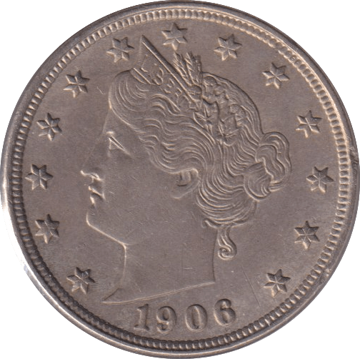 1906 5 CENTS USA - WORLD COINS - Cambridgeshire Coins