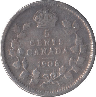 1906 CANADA SILVER 5 CENTS - SILVER WORLD COINS - Cambridgeshire Coins