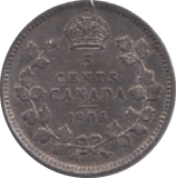 1906 CANADA SILVER 5 CENTS - WORLD SILVER COINS - Cambridgeshire Coins