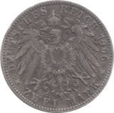 1906 GERMANY SILVER 2 MARKS - SILVER WORLD COINS - Cambridgeshire Coins