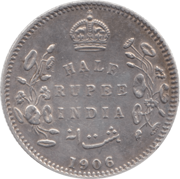 1906 INDIA SILVER 1/2 RUPEE - WORLD COINS - Cambridgeshire Coins