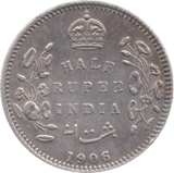 1906 INDIA SILVER 1/2 RUPEE - WORLD COINS - Cambridgeshire Coins
