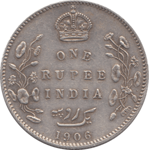 1906 INDIAN SILVER ONE RUPEE - SILVER WORLD COINS - Cambridgeshire Coins