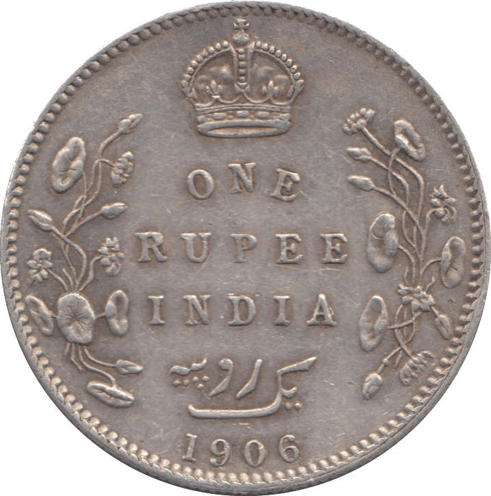 1906 INDIAN SILVER ONE RUPEE - SILVER WORLD COINS - Cambridgeshire Coins
