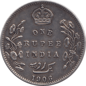 1906 INDIAN SILVER ONE RUPEE - SILVER WORLD COINS - Cambridgeshire Coins