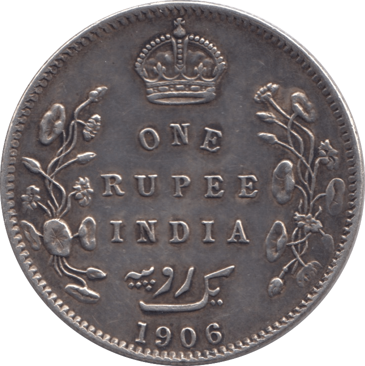 1906 INDIAN SILVER ONE RUPEE - SILVER WORLD COINS - Cambridgeshire Coins